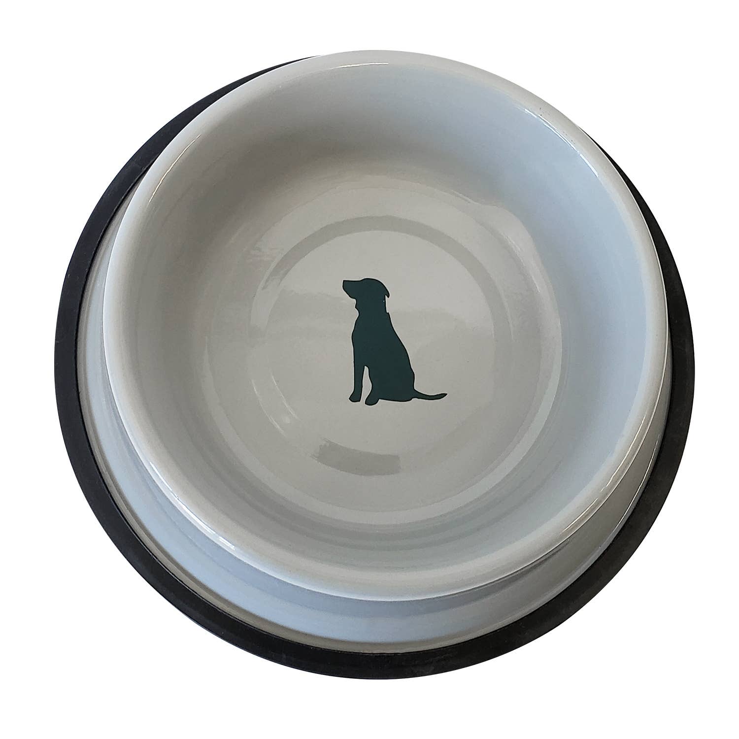 Jojo Modern Pets - Non Skid Cool Gray Bowl with Teal Dog Design