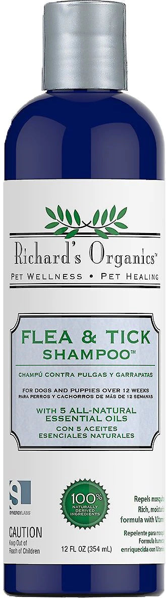 Richard's Organics Natural Flea & Tick Pet Shampoo - 12 oz