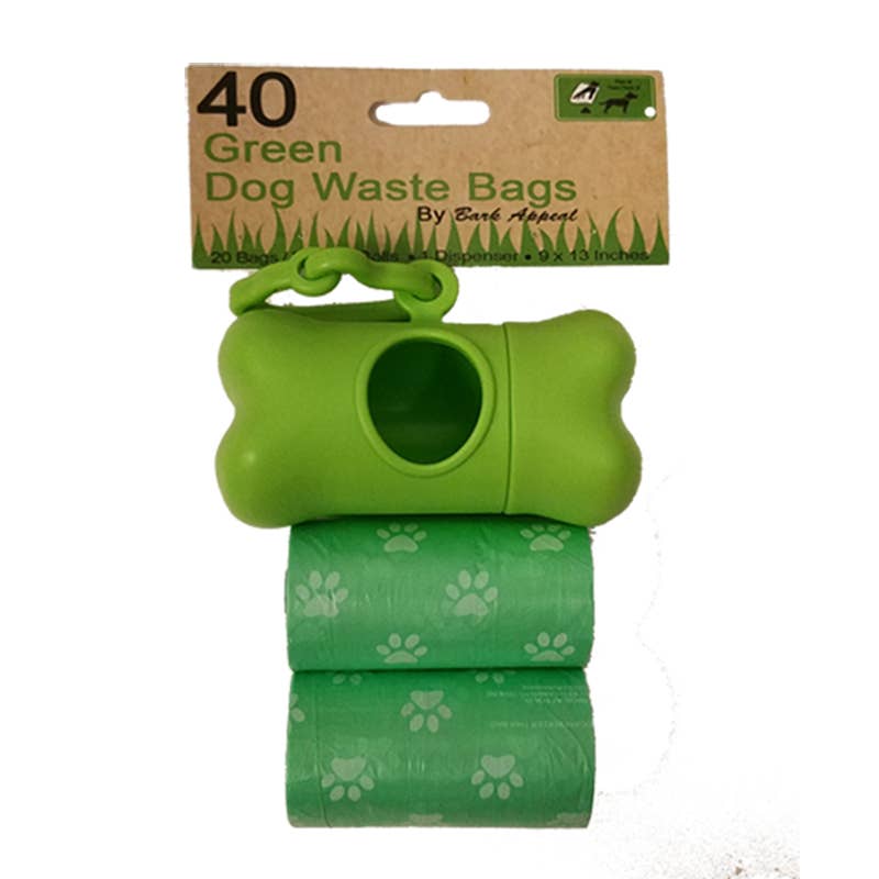 Bark Appeal Inc. - 2 Pack 40 Green Waste bags With Dispenser